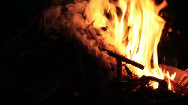 Burning firewood time lapse, fire background, flame 
