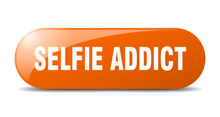selfie addict button. sticker. banner. rounded glass sign