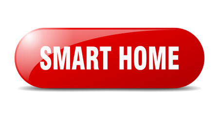 smart home button. sticker. banner. rounded glass sign