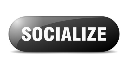 socialize button. sticker. banner. rounded glass sign