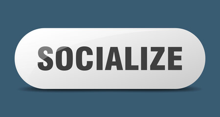socialize button. sticker. banner. rounded glass sign