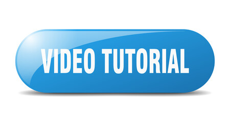 video tutorial button. sticker. banner. rounded glass sign
