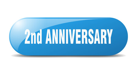 2nd anniversary button. sticker. banner. rounded glass sign