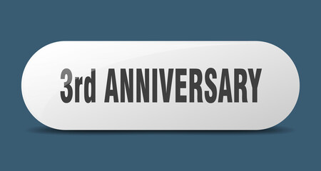 3rd anniversary button. sticker. banner. rounded glass sign
