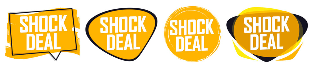 Set Shock Deal tags, sale banners design template, vector illustration