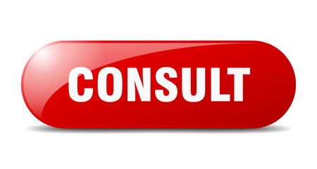 consult button. sticker. banner. rounded glass sign