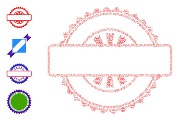 Vector seal stamp template composition is constructed of random recursive seal stamp template pictograms. Recursive composition of seal stamp template. Some other icons are present in this vector.