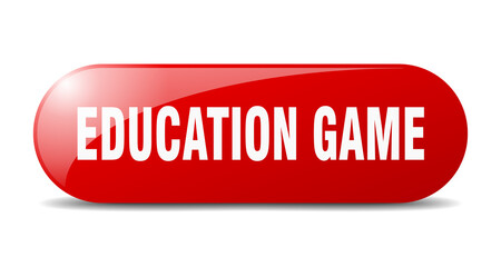education game button. sticker. banner. rounded glass sign