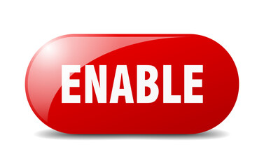 enable button. sticker. banner. rounded glass sign