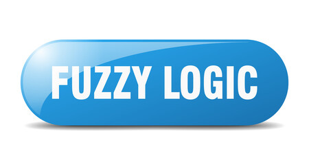 fuzzy logic button. sticker. banner. rounded glass sign