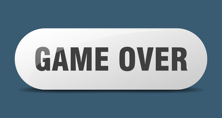 game over button. sticker. banner. rounded glass sign