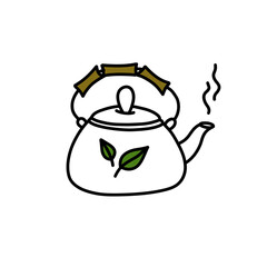 teapot doodle icon, vector color illustration