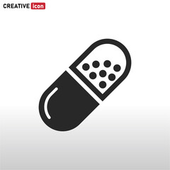 Capsule icon vector . Pill sign