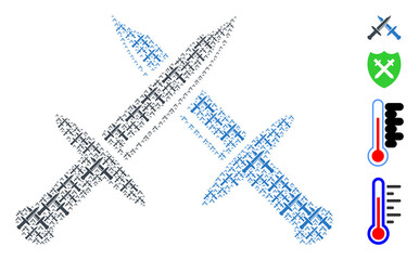 Vector cold weapon composition is made from randomized recursive cold weapon items. Recursive combination from cold weapon. Some other icons are present in this vector.