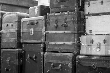 old rusty lock on suitcases