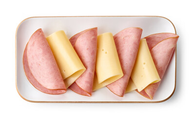 plate of cheese and ham sausage