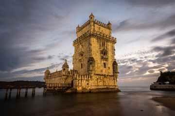 Beautiful view to old historic building of Belem Tower in Lisbon