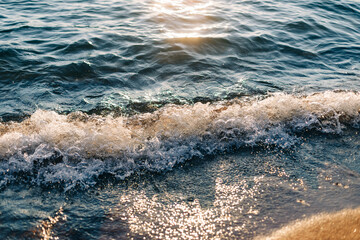 Wave on the Shore with Sparkling Light and Splashing