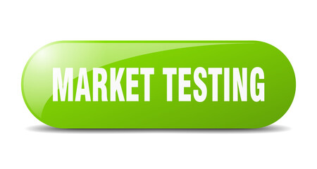 market testing button. sticker. banner. rounded glass sign