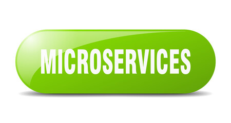 microservices button. sticker. banner. rounded glass sign