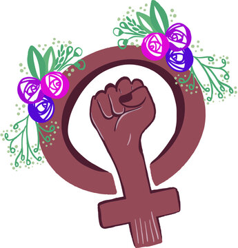Women resist the symbol. Woman fist vector illustration. Isolated background.