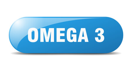 omega 3 button. sticker. banner. rounded glass sign