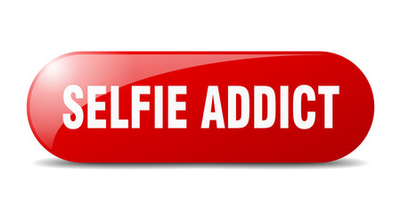 selfie addict button. sticker. banner. rounded glass sign