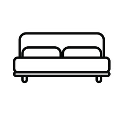 Vector double bed icon, hotel room sign.