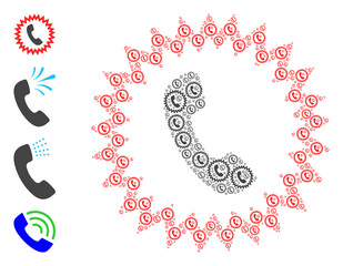 Vector telephone alert collage is constructed of random recursive telephone alert elements. Recursive collage from telephone alert. Some other icons are present in this vector.