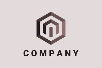 Hexagon vector logo for real estate,  building construction and general business with line and arrow elements forming a home illustration. 