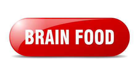 brain food button. sticker. banner. rounded glass sign