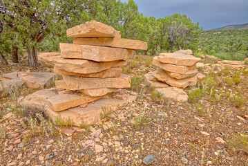Stacked Stone Slabs at the Abandoned Mexican Quarry near Perkinsville AZ.