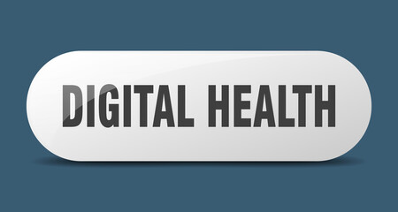 digital health button. sticker. banner. rounded glass sign