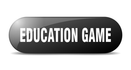 education game button. sticker. banner. rounded glass sign