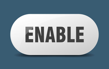 enable button. sticker. banner. rounded glass sign