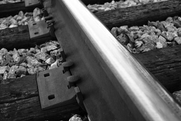closeup of train tracks
