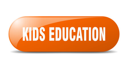 kids education button. sticker. banner. rounded glass sign