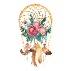 Beautiful dreamcatcher with floral arrangement
 - obrazy, fototapety, plakaty