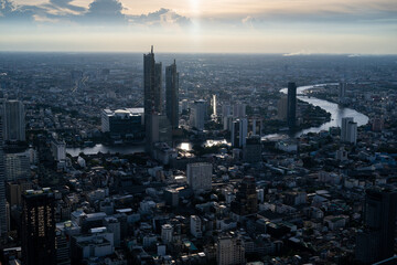 Bangkok city taken from Mahanakorn skywalk