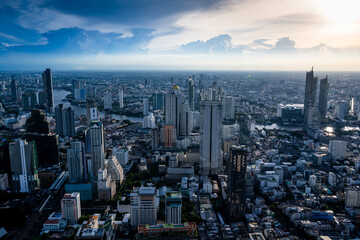 Fototapeta na wymiar Bangkok city taken from Mahanakorn skywalk