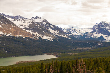 Lake view and mountain background at Glacier National Park