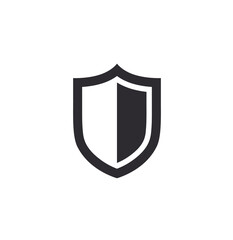Shield icon. Security vector icon. Protection icon. Shield vector icon. Safety system. Protection activated. Active safety. Logo template. Virus protection. Guard badge. Metal shield. Guard symbol.