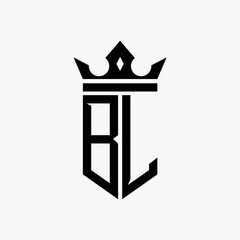 BL black color initial with crown logo template