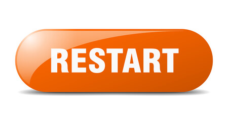 restart button. sticker. banner. rounded glass sign