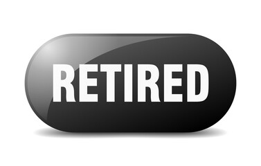 retired button. sticker. banner. rounded glass sign