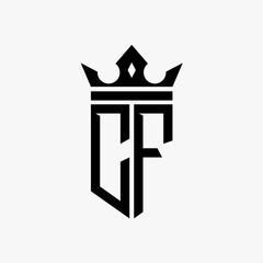CF black color initial with crown logo template