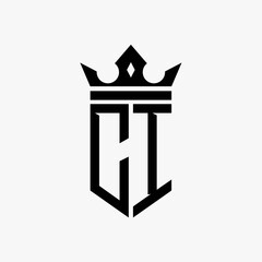 CI black color initial with crown logo template