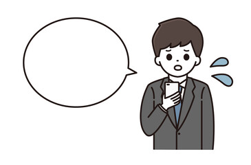 ビジネスマン スマートフォン 吹き出し イラスト