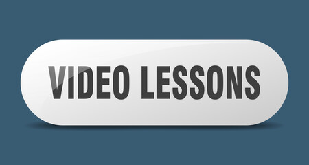 video lessons button. sticker. banner. rounded glass sign