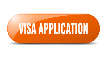 visa application button. sticker. banner. rounded glass sign